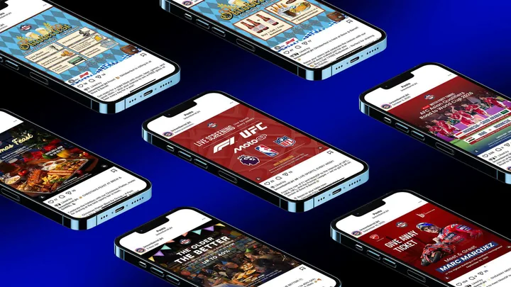 Brew & Barrel social posts displayed on phone mockups.